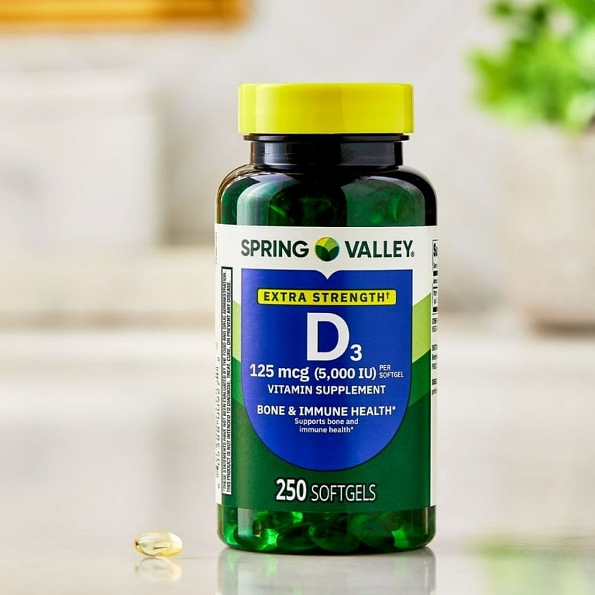 Spring Valley Vitamin D3 Softgels, 5000 IU, 250 unidad / Precio: 20$